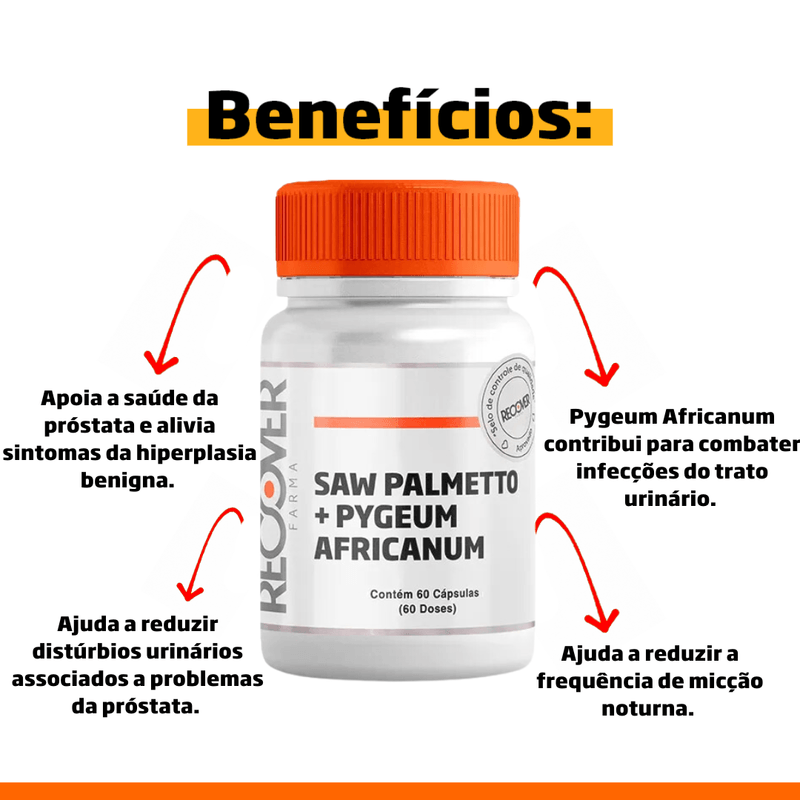 Saw Palmetto 160mg Pygeum Africanum 50mg 60 Cápsulas 60 Doses