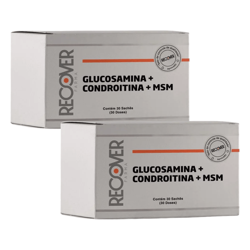 Kit com 2 unidades de glucosamina 1500mg + condroitina 1200mg + msm 600mg - 30 sachês (30 doses)