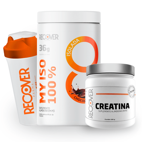 Kit Suplementos: Whey Protein My Iso Chocolate com Creatina e Coqueteleira