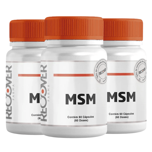 Kit com 3 unidades de MSM Enxofre Orgânico 400 mg 60 Cápsulas