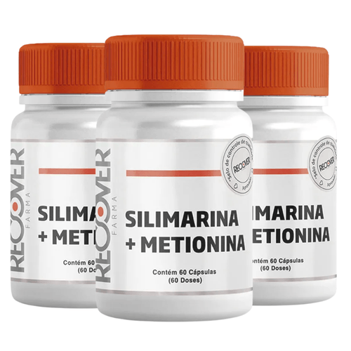 Kit com 3 unidades de Silimarina 300mg + Metionina 50mg 60 Cápsulas