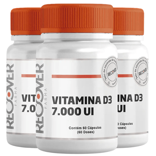 KIT com 3 unidades de Vitamina D3 7.000 Ui 60 Cápsulas