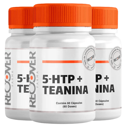 Kit com 3 unidades de Composto Relaxante 5-HTP + Teanina 60 Cápsulas